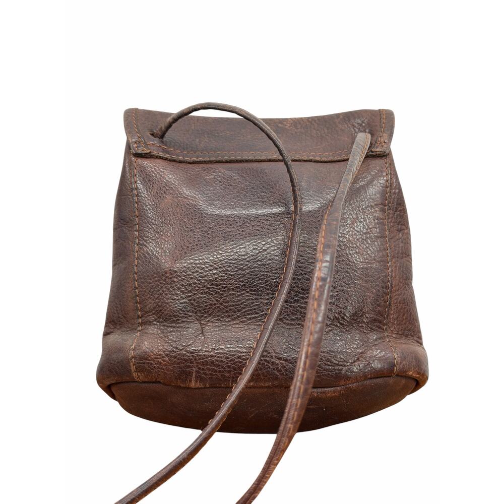 Vintage Gap 90s Brown Leather Crossbody Mini Bag Small Women's Saddle Bag Boho - Picture 4 of 10